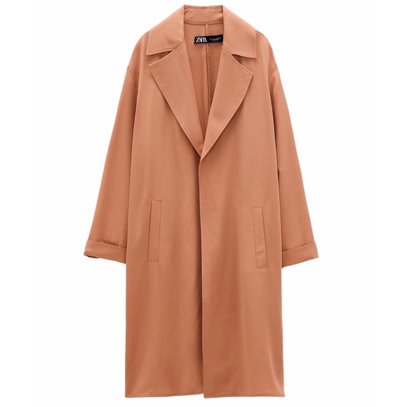 Zara Flowy Open Trench Cardigan Coat Sz Sm - Picture 2 of 4